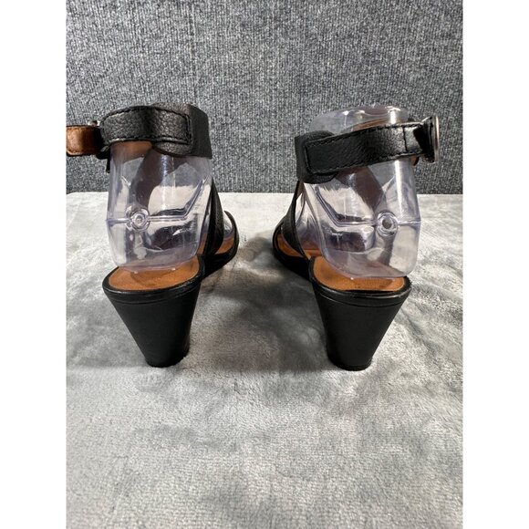 Lucky Brand womens 6.5 black straps wedge heel 2.5" minor scuff look at pictures - Picture 14 of 16